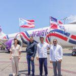 Ministro de Turismo le da salida al primer vuelo de Arajet a Puerto Rico